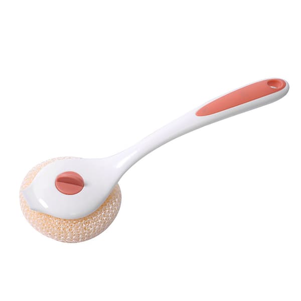 Pot Brush Scratch-Free Soft Removable Scouring Pad Dish Brush for Kitchen Restaurant (Long Handle) White