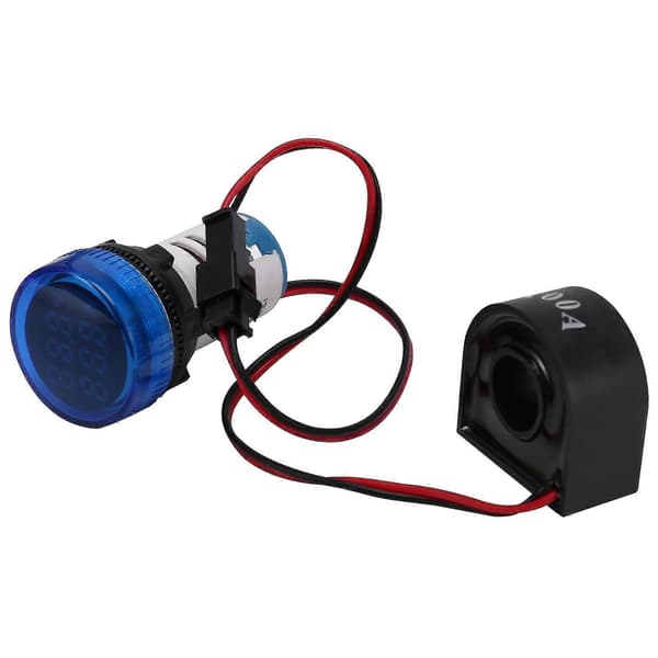 Mini digital voltmeter amperemeter 22 mm rund AC 50-500V 0-100A amp volt spänningstestare mätare dubbel LED