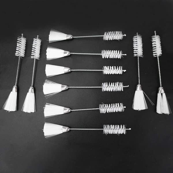 10 stk. 2-endede symaskinerensebørster, nylon rustfrit stål
