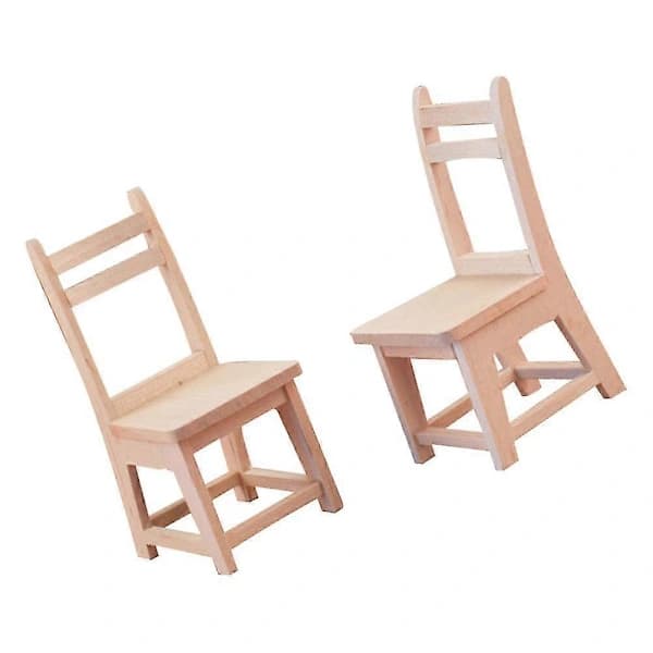 2 stk. børne træstol miniature stol figurer træpynt mini træstol mini stol