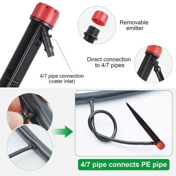 Irrigation Drip, Drip Emitter, 20 Pcs Micro Spray 360 Degree 8-Hole Adjustable Water Flow Micro Bubble Sprinkler Drip Irrigation