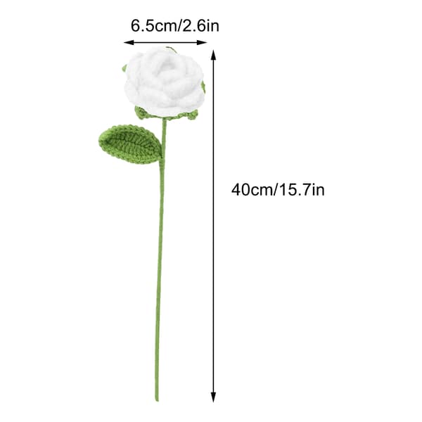 (Rosvit) 2 stk. håndvevde ferdige buketter melk bomull rose kunstig blomst