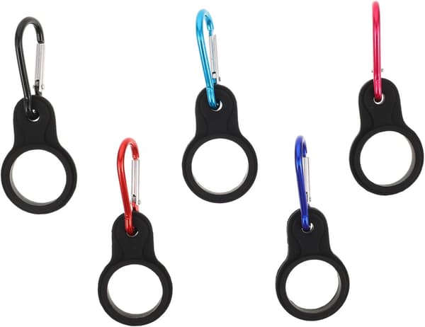 5 stk silikonflaskeholder med karabinkrok for utendørsaktiviteter