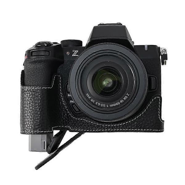 Ægte Læder Kamerataske til Nikon Z 50 II - Sort