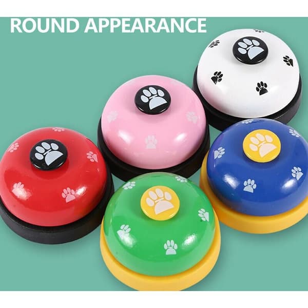 Dog Training Bell with Paw Print, Yellow and Pink