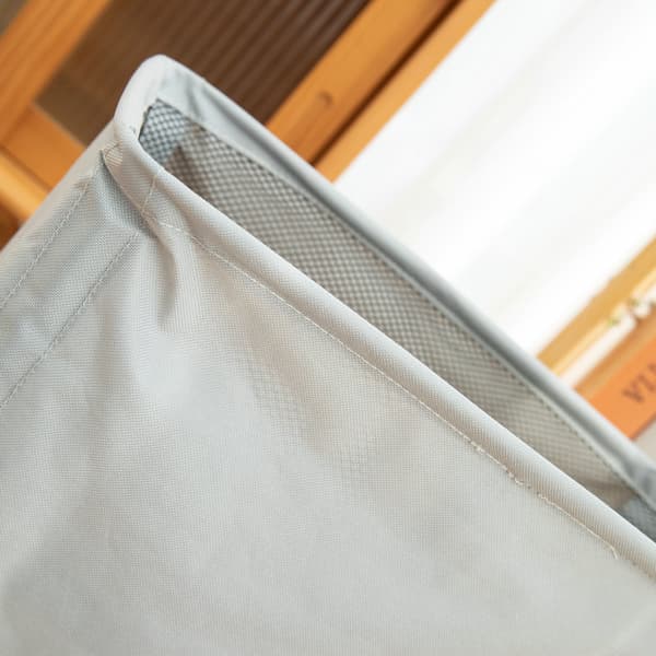 Foldable Laundry Basket Oxford Fabric Easy to Install Storage Basket with Mesh and Wheels Light Grey