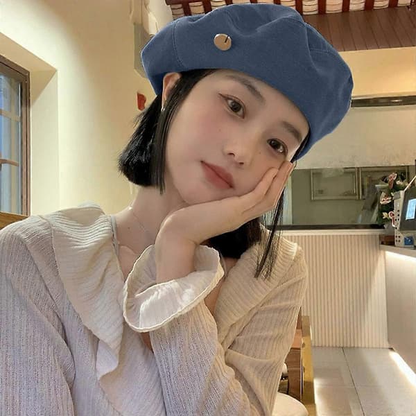 56-58 cm hodeomkrets denim beret kvinne sommer solbeskyttelse solskjerm stor hodeomkrets hatt