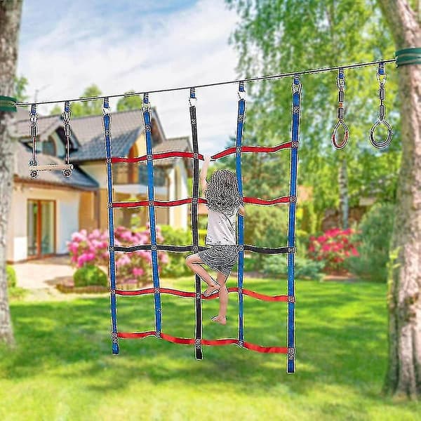 Polyesterklätternät för barn, repstege för utomhusbruk, trädkoja, gym, lekplats, hinderbana, träningsrekvisita-FX-