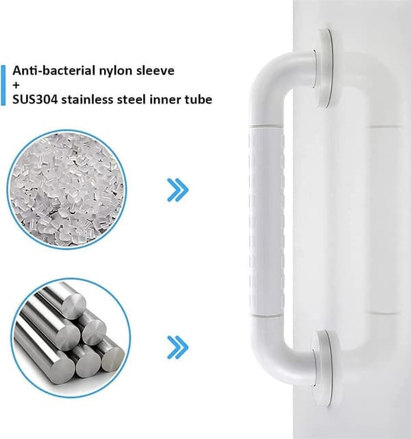 Non-slip support handle for bathroom and shower, wall-mounted safety handle, white - 30 cm
