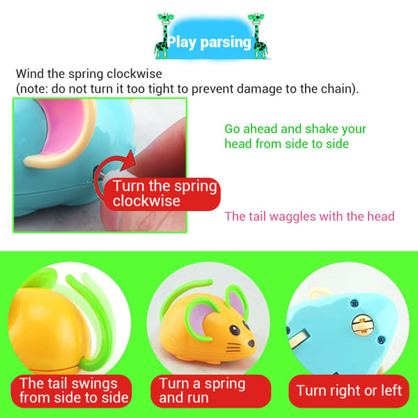 Cute Cartoon Rat Wind-Up Toy Running Clockwork Mouse Educational Toy Kids Gift