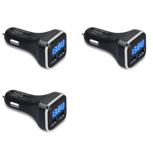3X Biloplader Voltmeter Batterimonitor med LED Spændings- og Ampere-display, til / Xs, Galaxy S20 S10