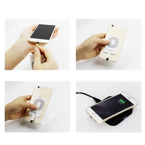 Qi-adapter - Trådløs modtager til opladning af iPhone - Hvid