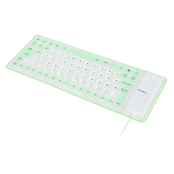 Silicone Keyboard Fully Sealed Design Lightweight Portable Silent Soft Comfortable USB Wired Silicone Keyboard for PC Green
