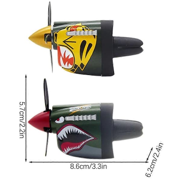 P-40 Warhawk Kreativ Propel Bil Luftventilclips, 3D Spinner Dekoration til AC Ventiler, Universal Pasform til de Fleste Biler Gul Yellow