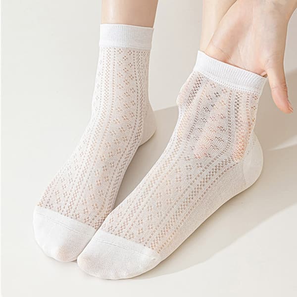 Mulberry Silk Ankle Socks 7-pack - Seamless No-Show for Everyday and Training, Breathable Antibacterial Non-Slip Thin Mesh