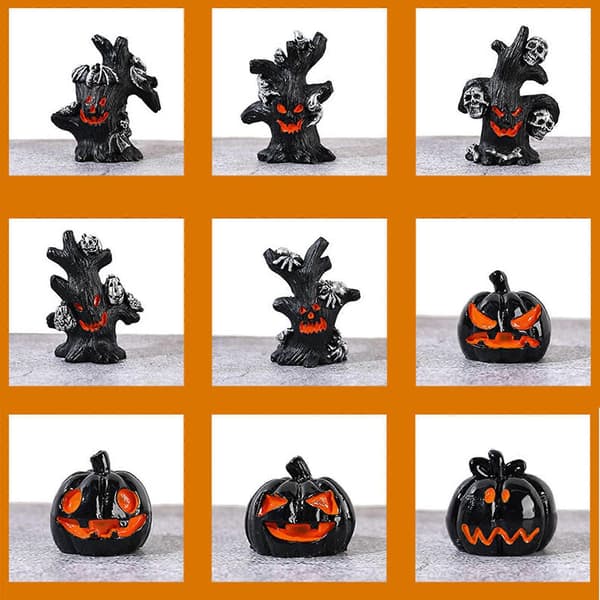 2025 Halloween Spøgelse Græskar Træ Dekorativt Harpiks Tilbehør Mikrolandskab