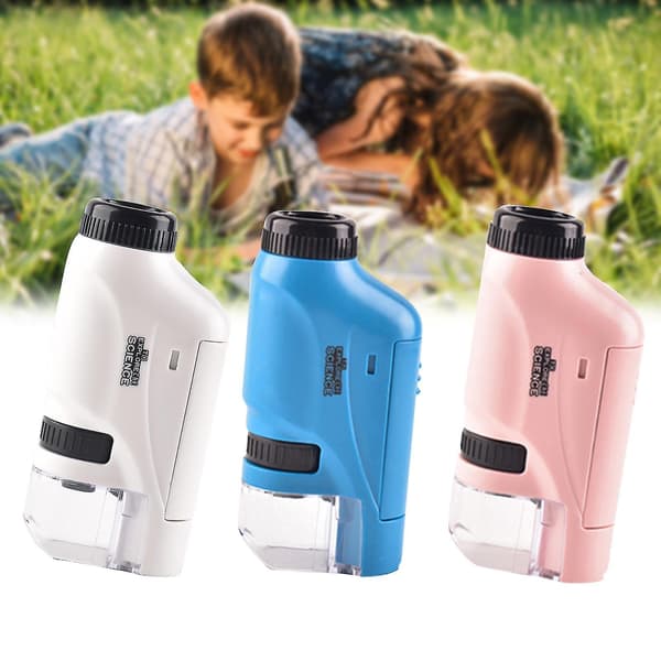 Mini Portable Microscope Set 60-120x Lab Handheld Microscope LED Light Ch (White)