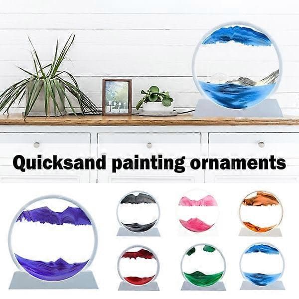 CZQIKEDA Rörlig Sand Konst Bild Sandlandskap, 3D Dynamisk Rund San svart One-size