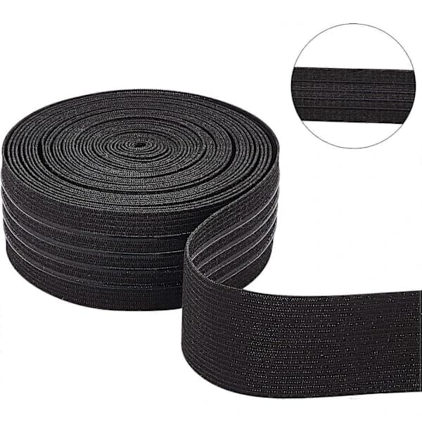 6 Yards 37mm Bred Skridsikker Elastikbånd Lige Silikone Elastisk Gribebånd Flad Linning til Syprojekter Tøj Sort