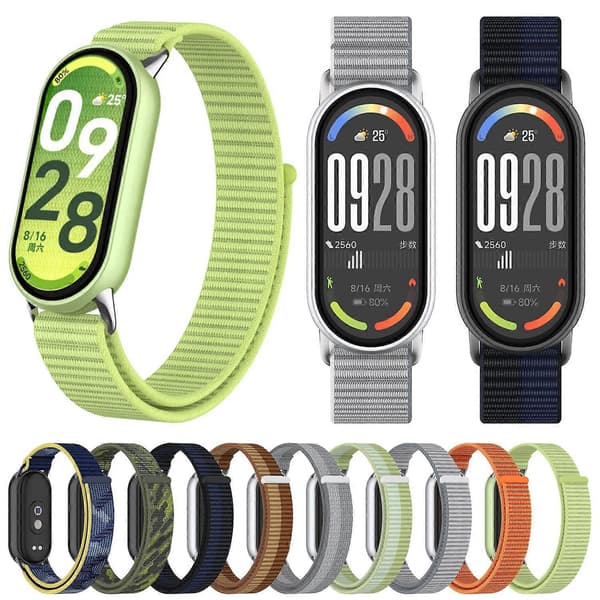 xDfind Metalkontakt Nylonflettet Loop Urrem til Xiaomi Smart Band 10 / 9 / 8 / NFC