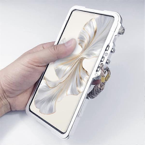 Kompatibel med Honor Magic6 Pro 5G Mekanisk Arm Aluminiumlegeringsfodral Stötsäkert Telefonskydd Silver Silver