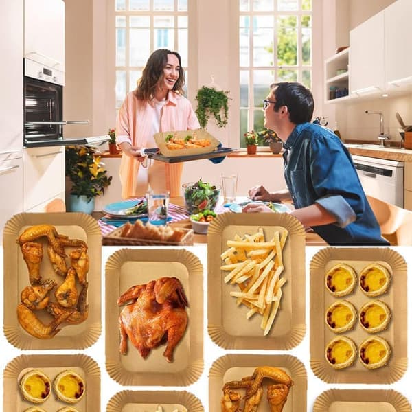 Airfryer bagepapir, 100-pak Airfryer papirforinger - Airfryer