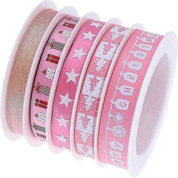 Christmas Ribbon Set Grosgrain Fabric Decor Craft Mixed Style 25 Yard