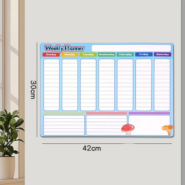 Magnetisk Kjøleskapsmagnet - Ukeplanlegger, Multifunksjonell Magnetisk Whiteboard Veggklistremerke for Studier og Meldinger