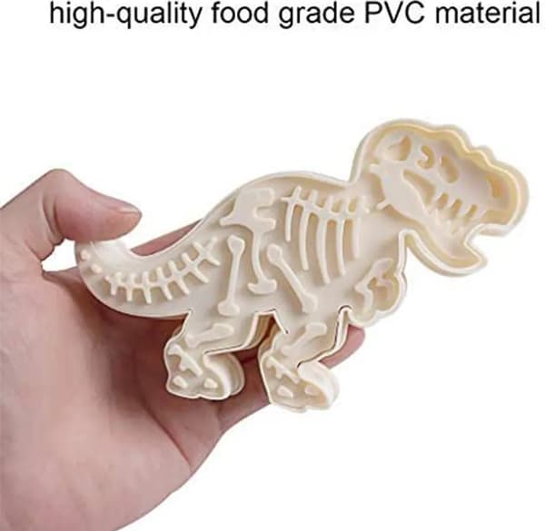 Dinosaur Skeleton Cookie Cutters Set, White Acrylic Triceratops, T-Rex and Stegosaurus for Baking