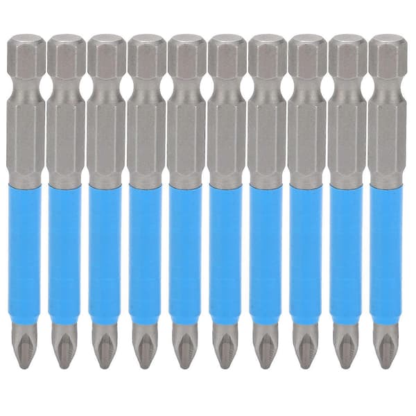 10 stk 65 mm Phillips Skrutrekkerbits Sett PH2 Sklisikker Magnetisk Elektrisk Håndborbits