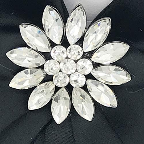 (Black) Women's Bow Tie with Brooch Crystal Bohemia for Wedding