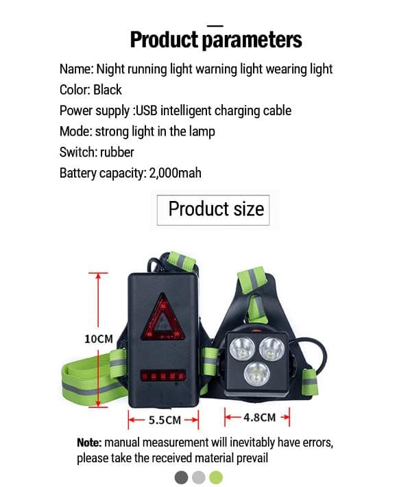 Running Light for Runners, 360 Lumen LED Rechargeable Chest Light with Safety Warning Light