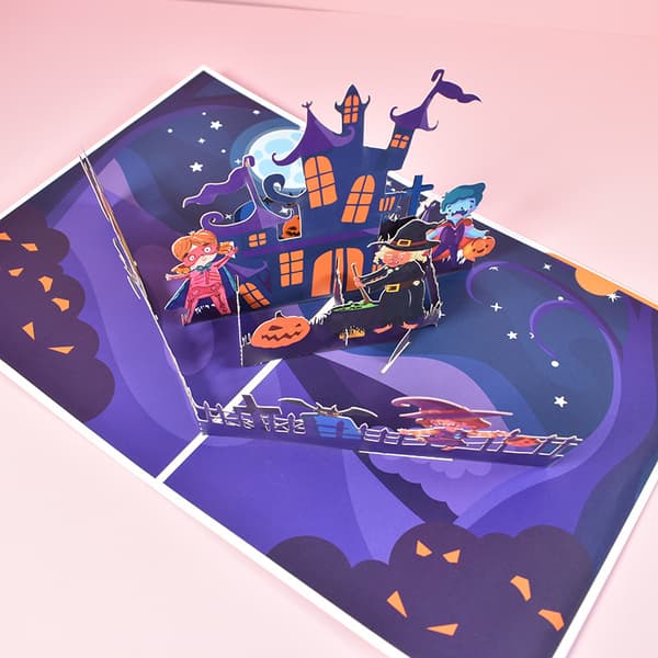3D-kort för Halloween, Pop-up Halloween-kort, Vikbart kort med kuvert