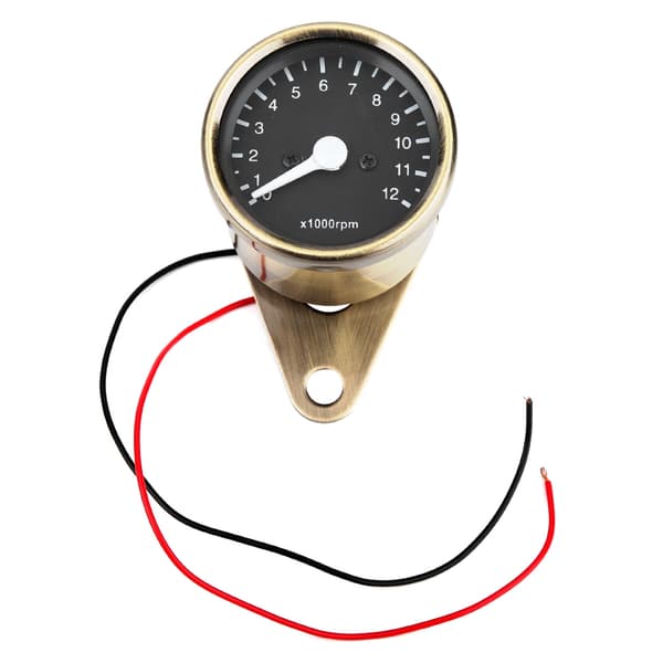 Motorcycle LED Tachometer Speedometer 12V Universal Autocycle Accessories (Brass)
