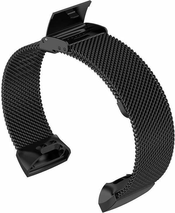 Luksuriøst Milanese loop-armbånd til Fitbit Charge 3/4 – svart rustfritt stålnett, låsbar spenne