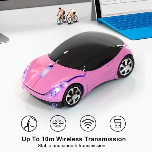Wireless Mouse, 2.4G Wireless Mouse with USB Receiver, Car Wireless Optical Mouse 1600 DPI for Laptop PC Tablet Gaming Office (Pink)