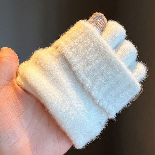 Damevanter Vinter Varme Touchscreen Handsker Dame Termiske Kabelstrikkede Uld Beige KLB
