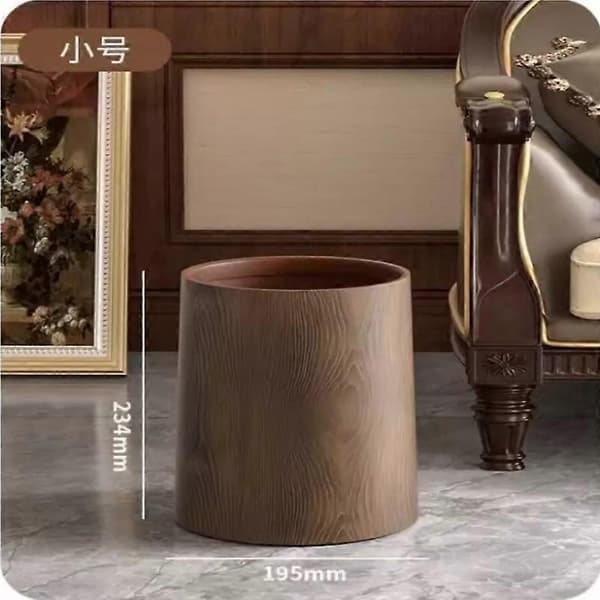 12/15L Waste Bin with Lid - Walnut Wood Grain Bathroom Bin 12L