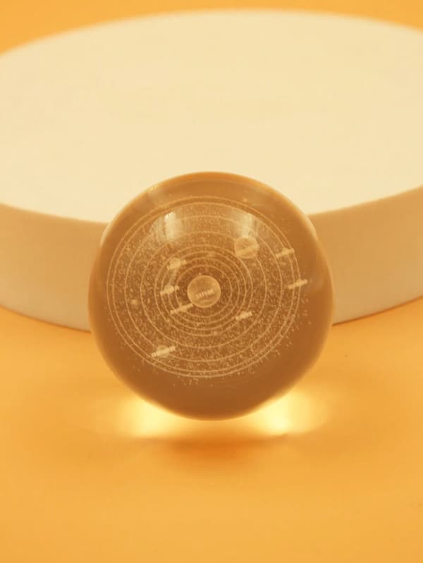 Personlig gave 3D solsystem gravert krystallkule LED nattlys, 8cm krystallkule + 7cm varmt lys base USB strømforsyning, skrivebordsdekorasjon
