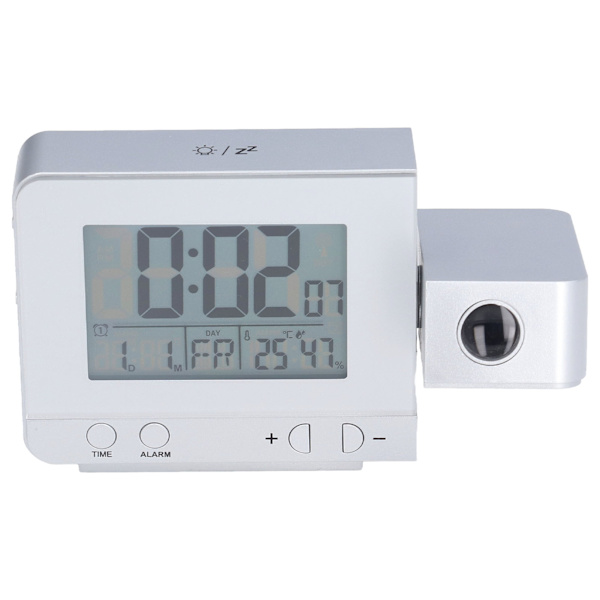Projection Alarm Clock Backlit LED USB Charging Multifunctional Clock with Time Temperature Projection