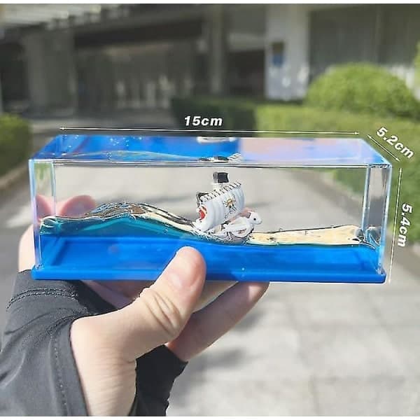 One Piece Going Merry Krydstogtskib Model Flydende Bølger Usænkelig Båd Legetøj Hjem Skrivebordsdekorationer Gaver Til Anime-Fans