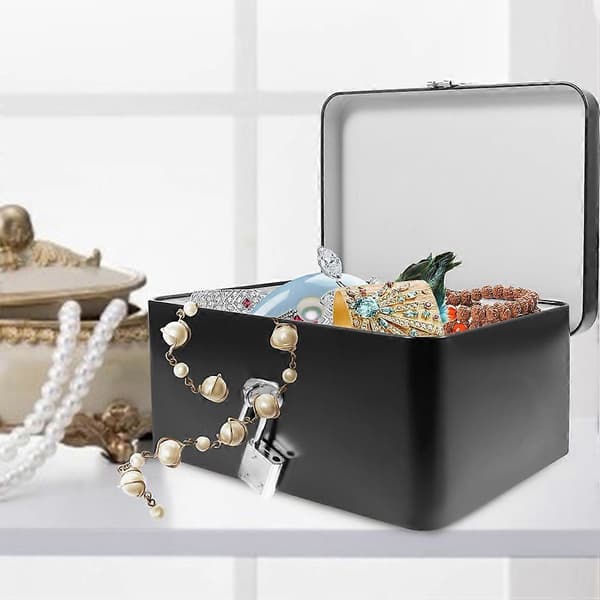 Starry Night Tin Metal Storage Box with Lock for Treasures and Keepsakes
