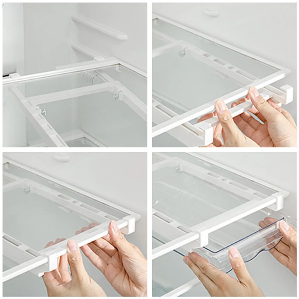 Refrigerator Storage Box, Egg Holder with Handle, Egg Storage Container, Transparent Plastic Egg Box, Pull-out Egg Tray