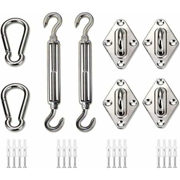 Rectangular Shade Sail Hardware Kit Stainless Steel Heavy Duty Shade Sail Set Fastening Accessories for Garden Patio Yard