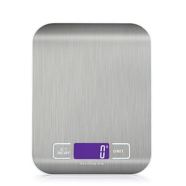 Kjøkkenvekt med LCD-skjerm, rustfritt stål, multifunksjonell matvekt 5 kg/11 lbs, blå