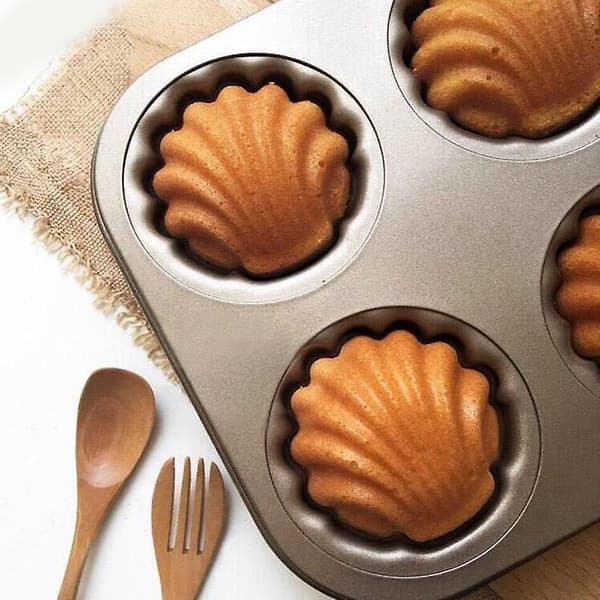 Carbon Steel Baking Pan with 6 Cavity Molds, Cake Stencil, Chocolate Cookies, Baking Tools, Non-stick Kitchen Accessories