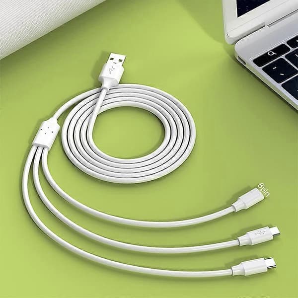 Datakabel 3-i-1 Universal 1m 8Pin Type-C Micro USB Hurtigopladningskabel Kompatibel iPhone