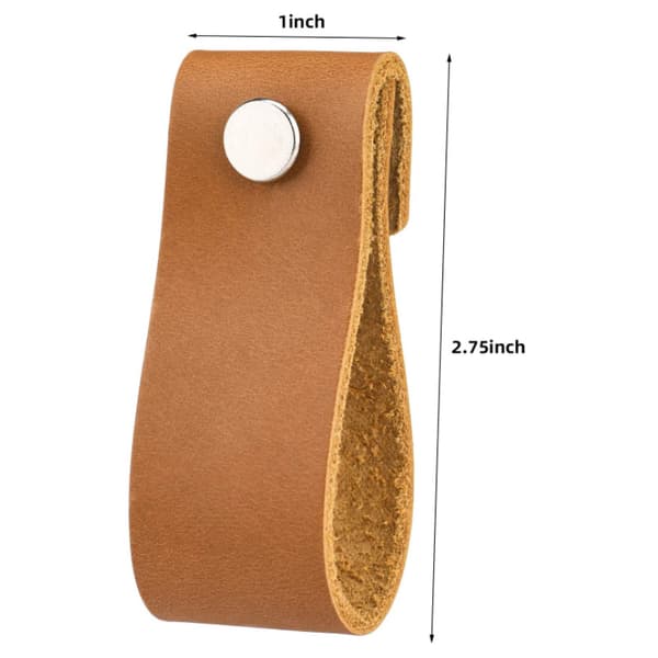 Lærhåndtak for møbler - Cognac - 8 stk - 6 x 2 cm - Cabi