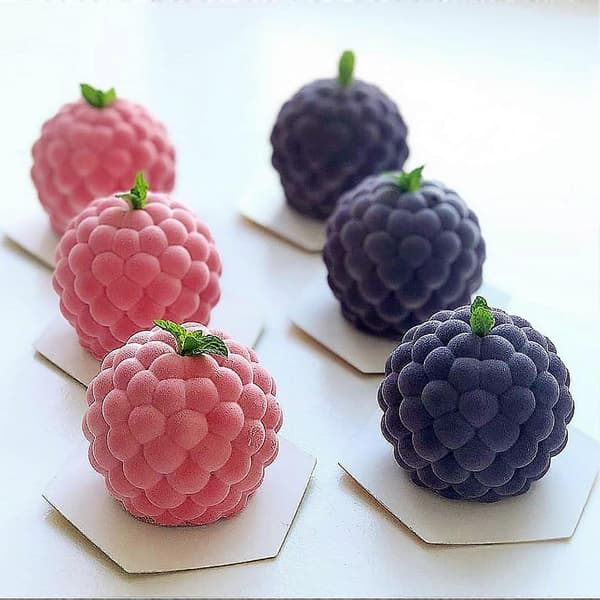 3D Raspberry Silicone Mold 4 Cavities Reusable Food Grade Baking Mold for DIY Desserts Mousse Chocolate Glaze