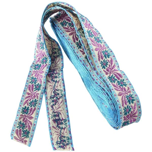 Blommig broderad jacquardband vävd spetskant för kläder, väskor, gardiner, sömnad, spetstyg, stil B